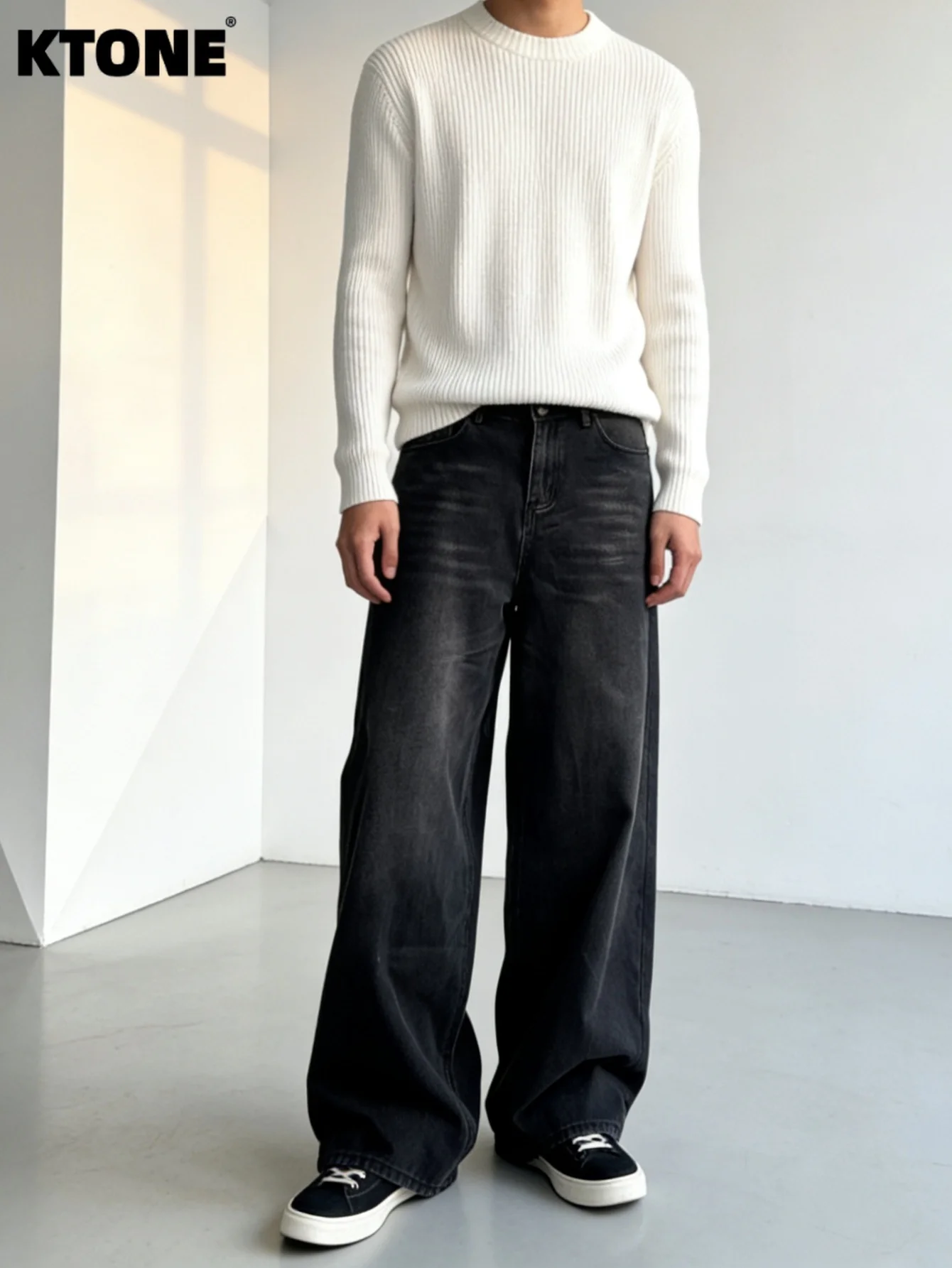 

Мужские широкие джинсы для повседневной носки, аксессуары в комплект не входят