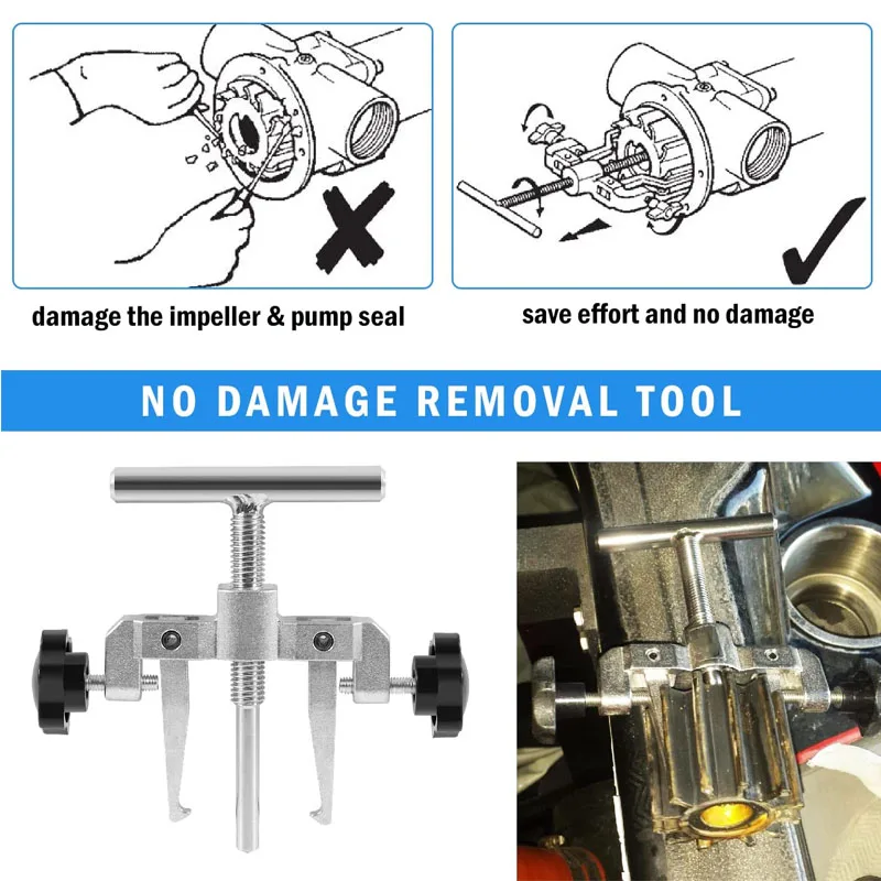 660040-1 Flexible Impeller Pull Tool Removal Puller Fit for Jabsco Pump 50070-0040 & 50070-0200, for Impellers 2-1/4 2-9/16 Boat