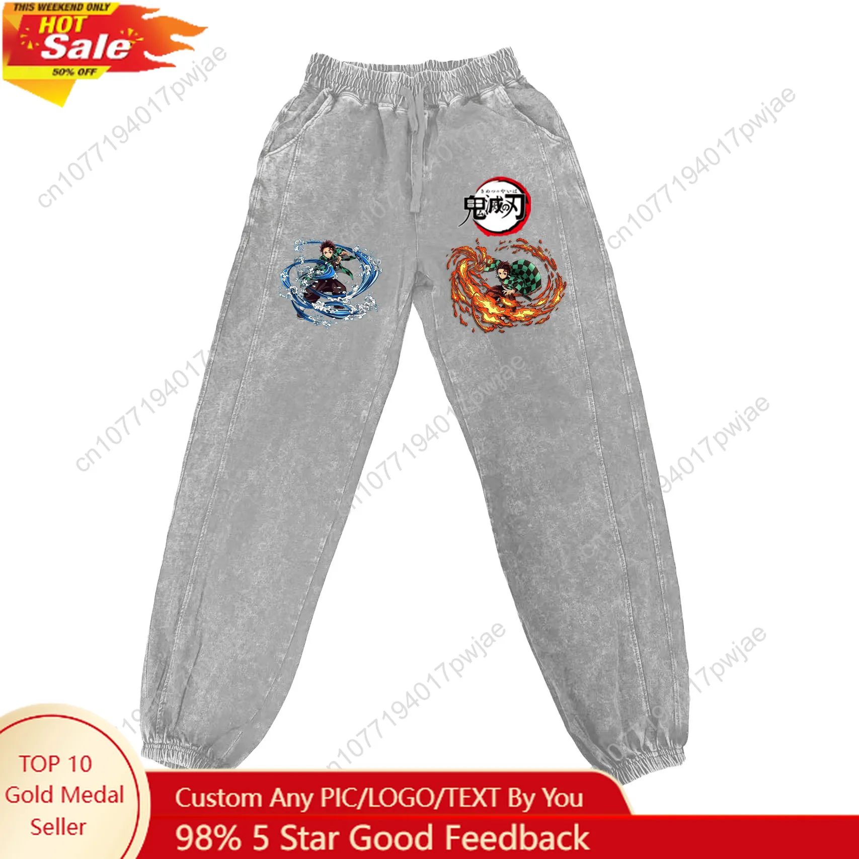 

Anime Demon Slayer Kimetsu No Yaiba Pants Man Woman Vintage Trousers Cotton Elastic Sweatpant Custom Made Pant With Pocket