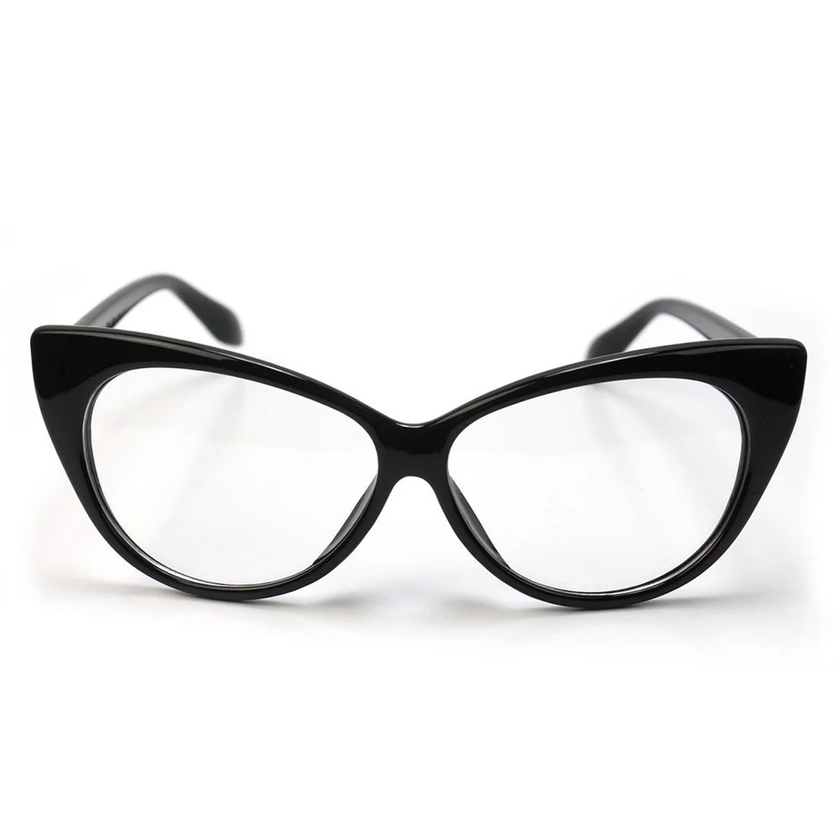 Schwarze Katzenaugen-Brille im Retro-Stil, keine Stärke, großer Rahmen, modische, leichte Brille, 15 x 5 cm, Katzenaugen-Brille