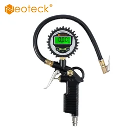 Neoteck 0-200PSI Digital Tire Pressure Gauge LCD Tire Inflator Gauge Vehicle Monitor With 5pcs Rubber Hose Valve Caps For Tires