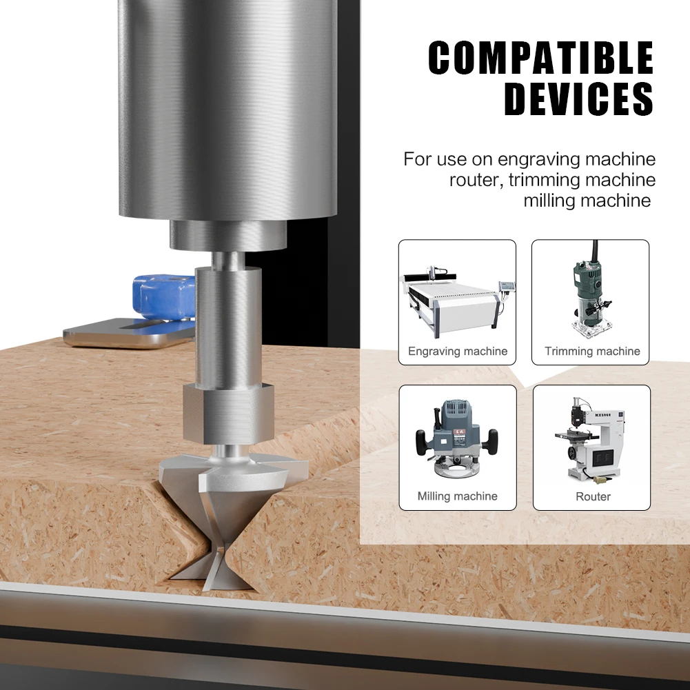 Punta del Router per la lavorazione del legno con gambo da 1/2 di pollice R18/R30, punta del Router con linguetta e scanalatura, punta a V con punta