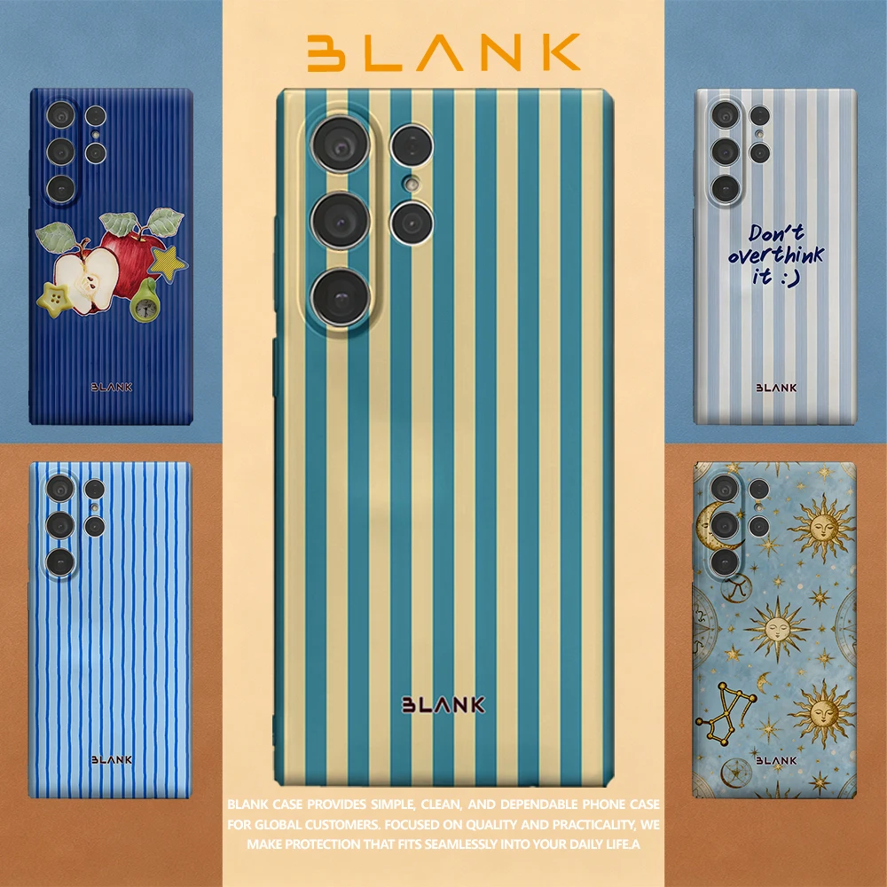 Blue Stripe For Samsung Galaxy S26 S25 S24 A56 A36 Phone Case Protection Cover for Women Girl Blank