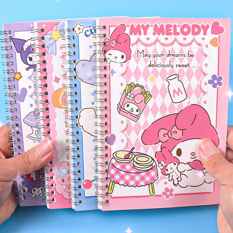 Imagem -02 - Sanrio a5 Espiral Bobina Notebook Bobina Espiral Kuromi Minha Melodia Linha Reta Papel Jornal Diário Material Escolar Papelaria Pcs