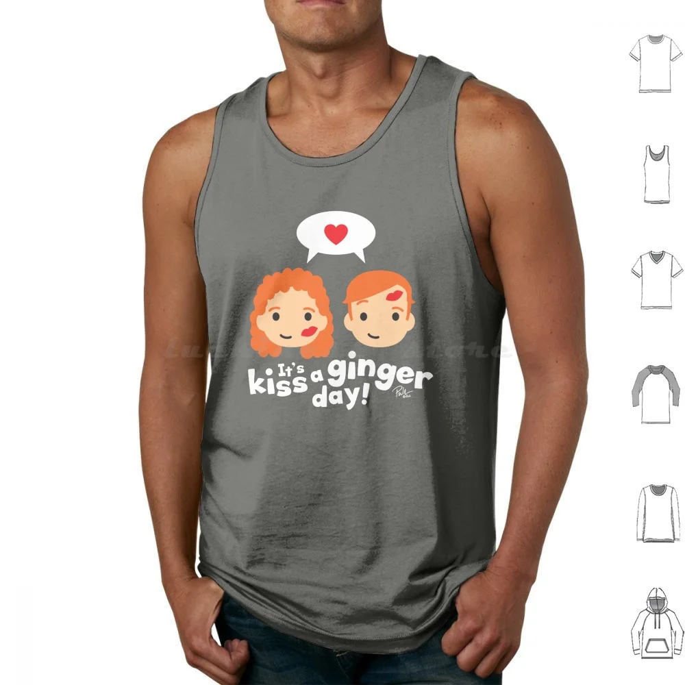 Kiss A Ginger! Tank Tops Print Cotton Ginger Vector Love Kiss Couple Cute Humour Funny Humor Adorable Sweet Redhead