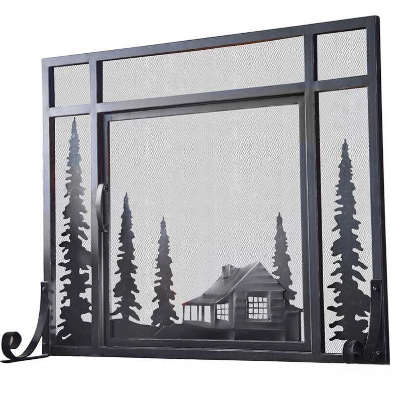 

Unique fire screen, creative mountain cabin fire partition protective cover, indoor fireplace screen