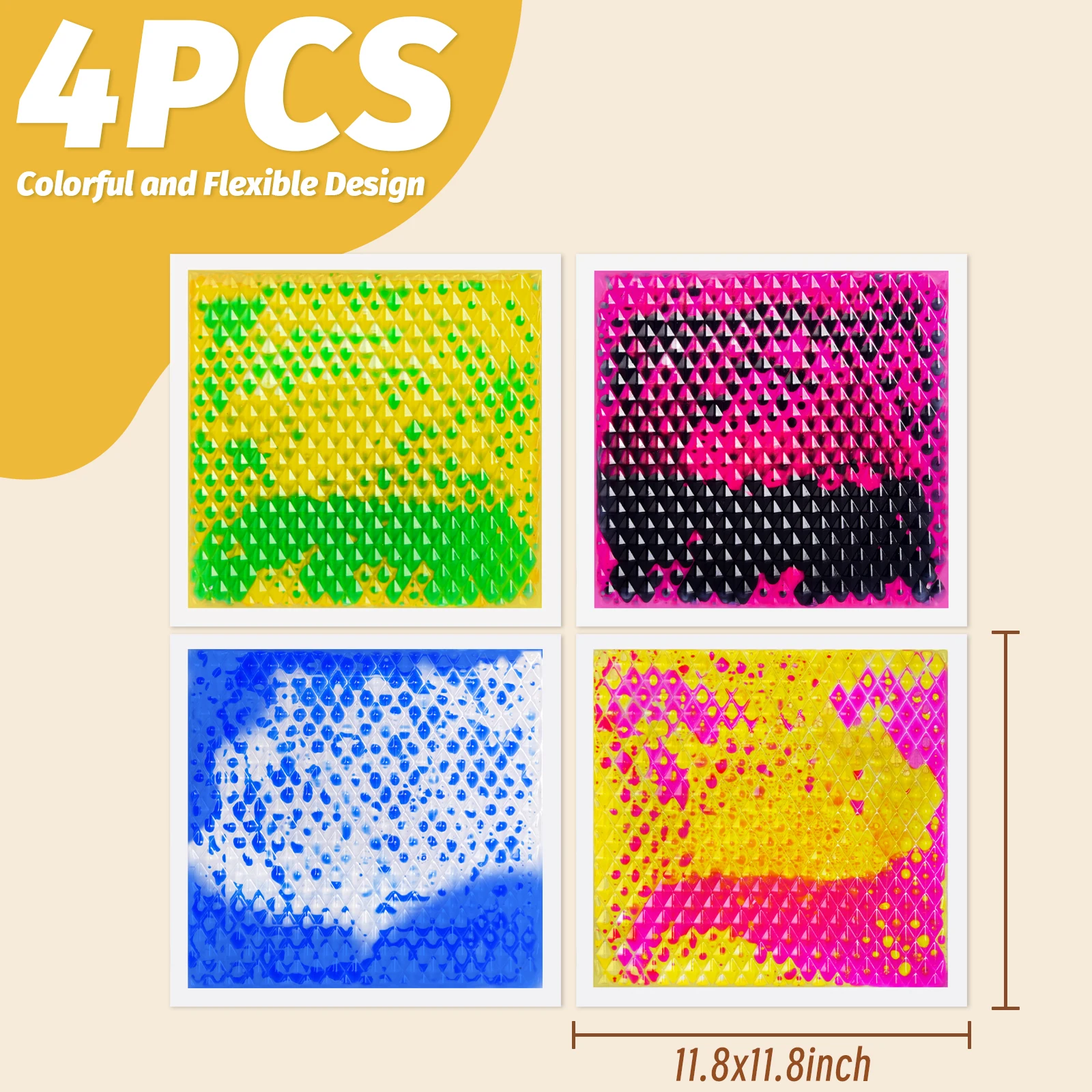 4-delige sensorische kleurenmatenset voor kinderen Kleurrijke vloervierkanten voor zintuiglijke ervaring Leuke kamerdecoratie