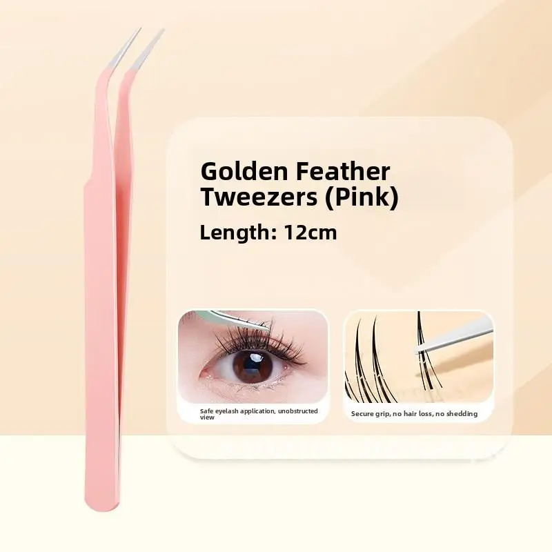 كابوفيني الذهب ريشة كاذبة ملاقط رمش سميكة الفولاذ المقاوم للصدأ المبتدئ كليب الكوع الجمال أداة عالمية