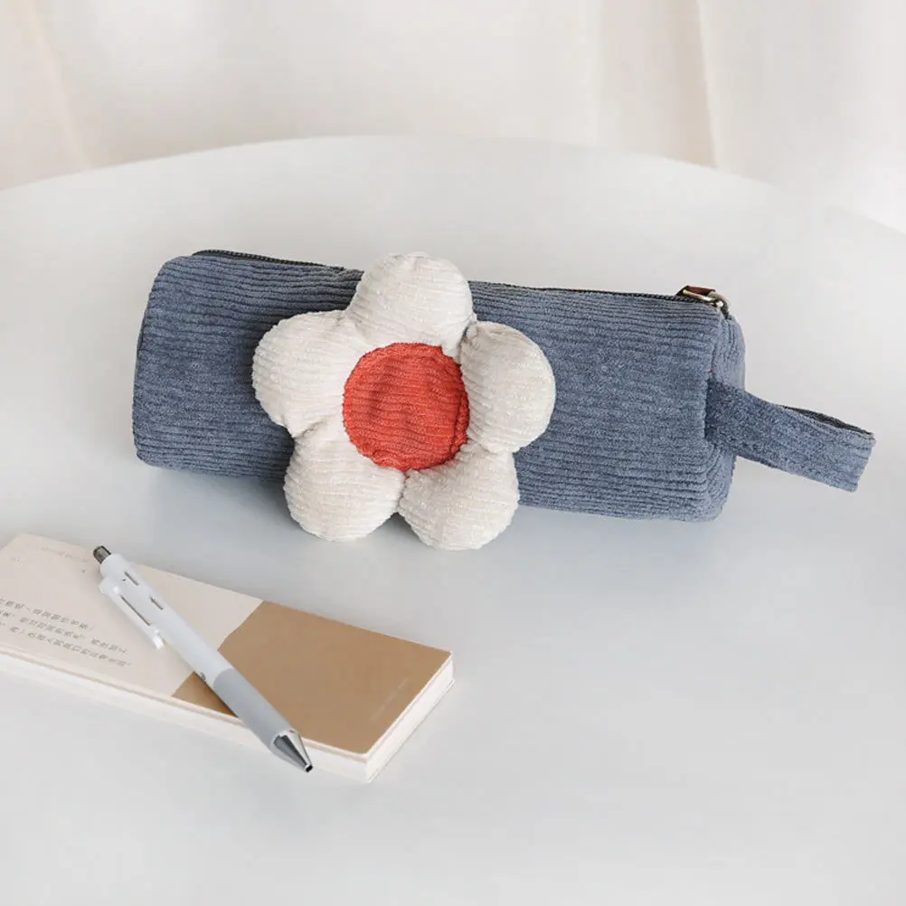 1Pcs Daisies Pencil Case Exquisite Craftsmanship Colorfast Smooth Zipper Fabric Portable Pencils Pouch
