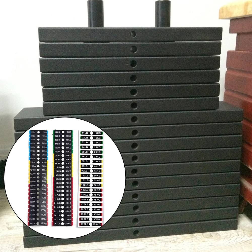 5-100KG Fitness Equipment Weight Stickers 6.9/9.4x1.05/1.2/1.85cm 1/1.2cm Hole Weight Stack Number Labels Gym Accessories