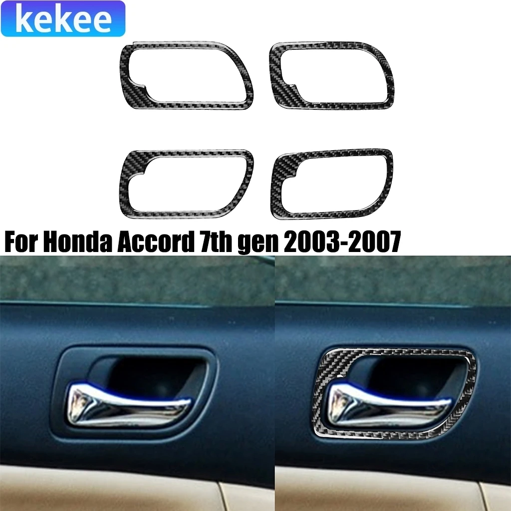 

For Honda Accord 7th Gen 2003-2007 Carbon Fiber Door Handle Bowl Frame Interior Car Accessories Cover Stickers Auto Trim Decal