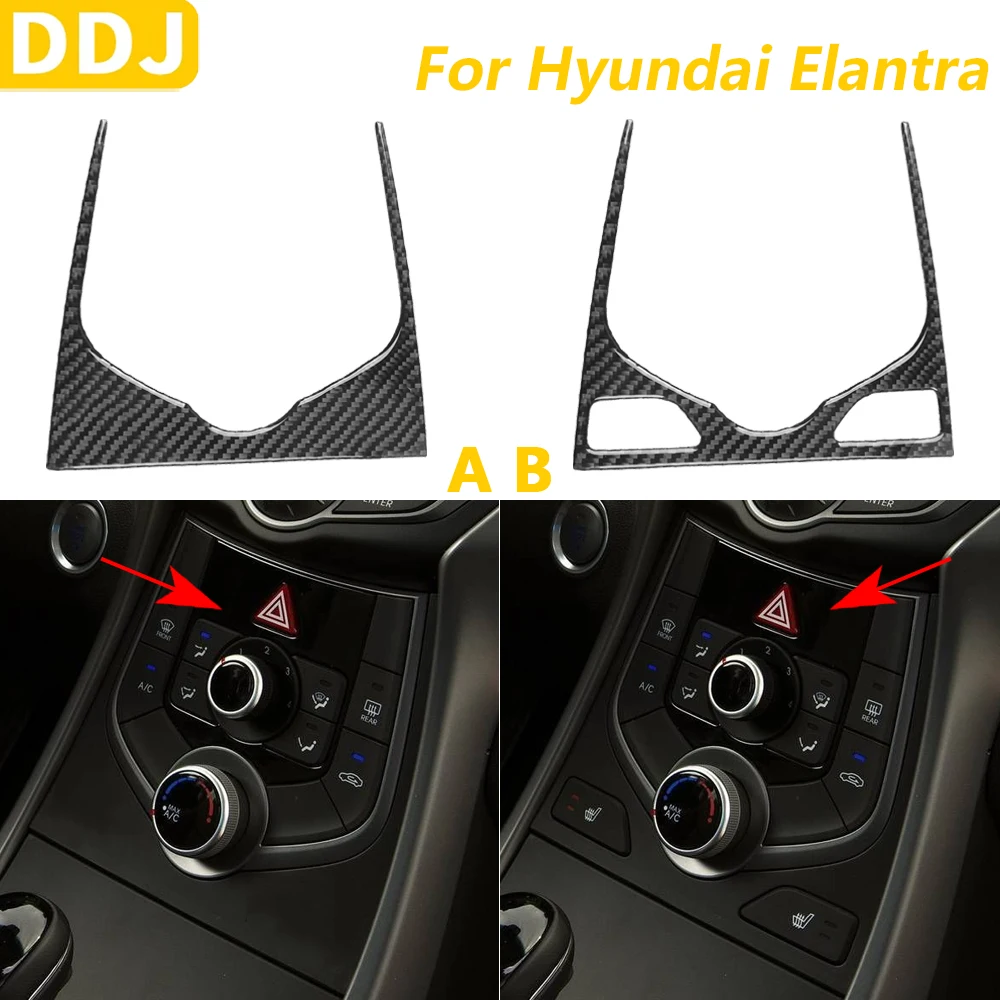 

For Hyundai Elantra 2011-2016 Carbon Fiber Central Control Heated Seat Button Panel Trim Cover Car Accessories Interior Sticker