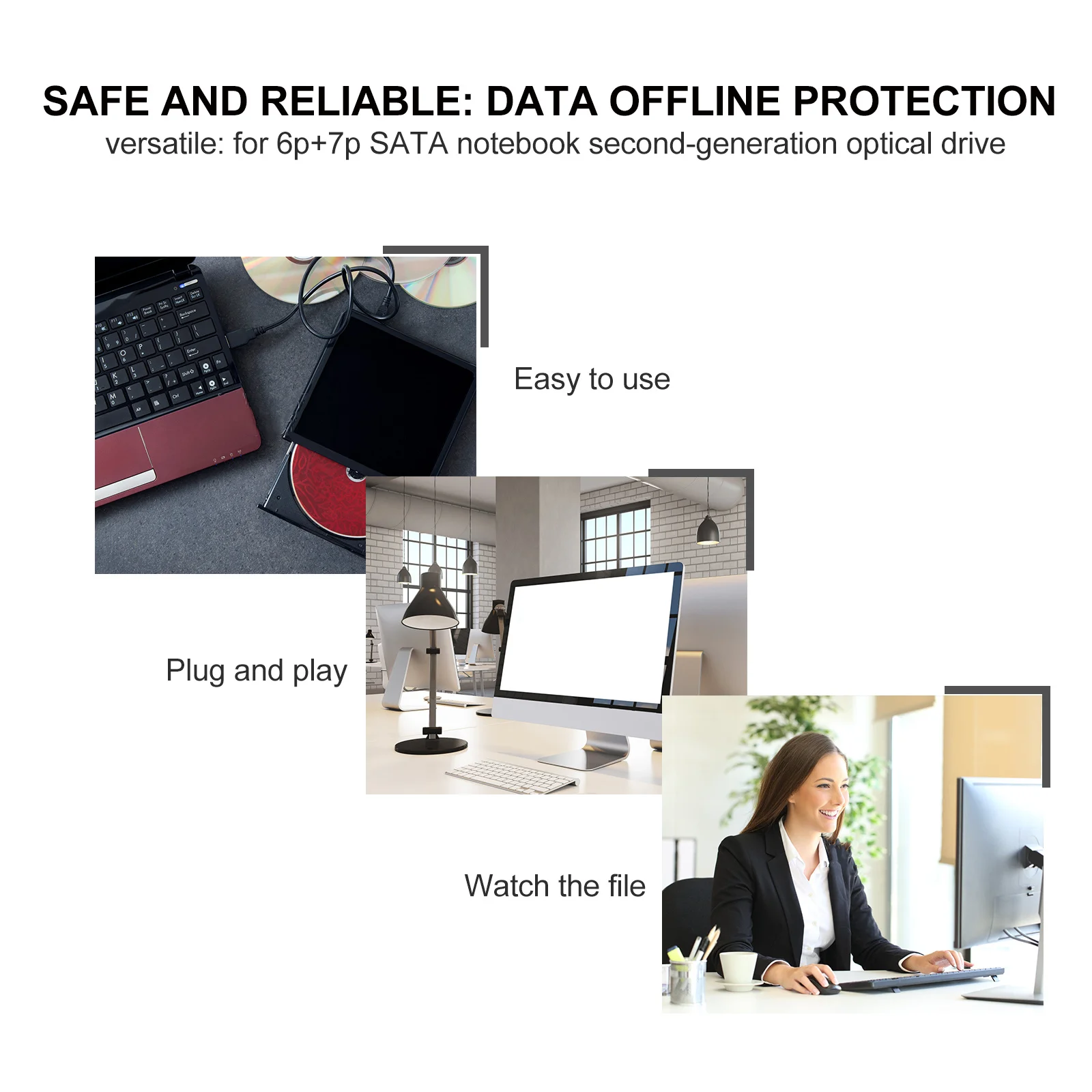 

1Pcs Easy Drive Cable Usb2.0 Laptop Cd-ROM Adapter High-Speed Data USB to Line Lightweight Laptop Cd-ROM Data Cable