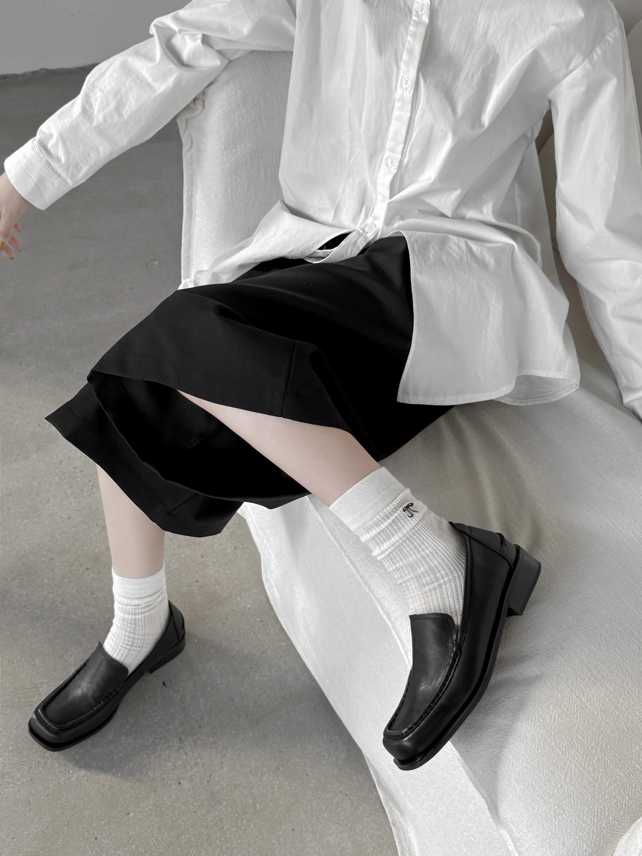 أحذية كلاسيكية من جلد العجل المحبب بالكامل أحذية بدون كعب للنساء سهلة الارتداء ذات قصة عميقة ومقدمة مربعة فستان بسيط #4