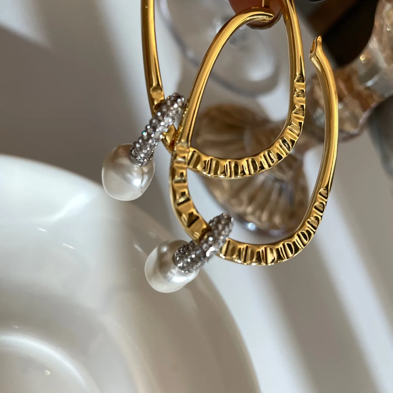 Brass AAA Zircon Natural Freshwater Pearl Big Drop Earrings Women Jewelry Punk Party T Show Gown Runway Korean Japan INS