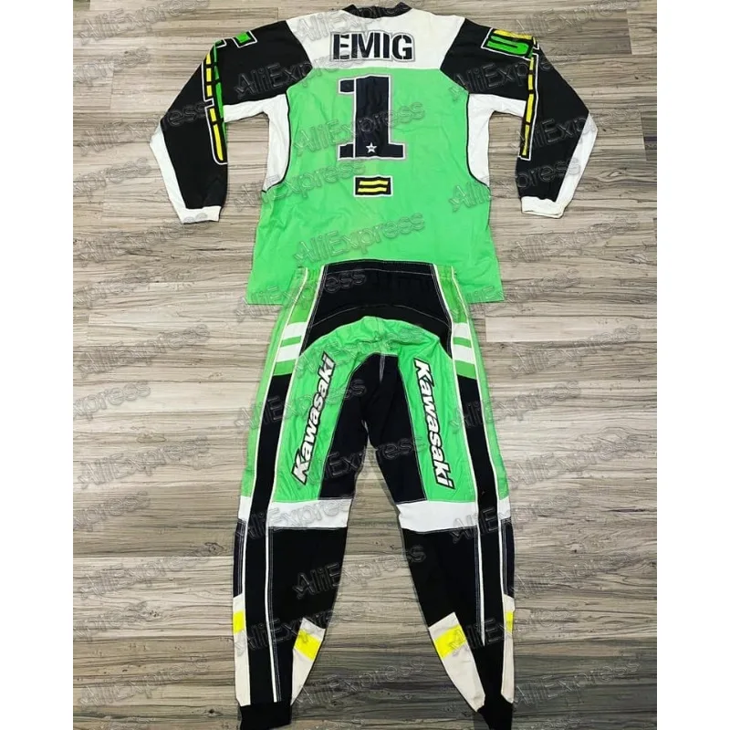 

Осенняя кавасаки # Реплика цельного трикотажа EMIG, мотоциклетный трикотаж для мотокросса, дышащий комплект с длинными рукавами и брюками MX ATV, костюм для бездорожья