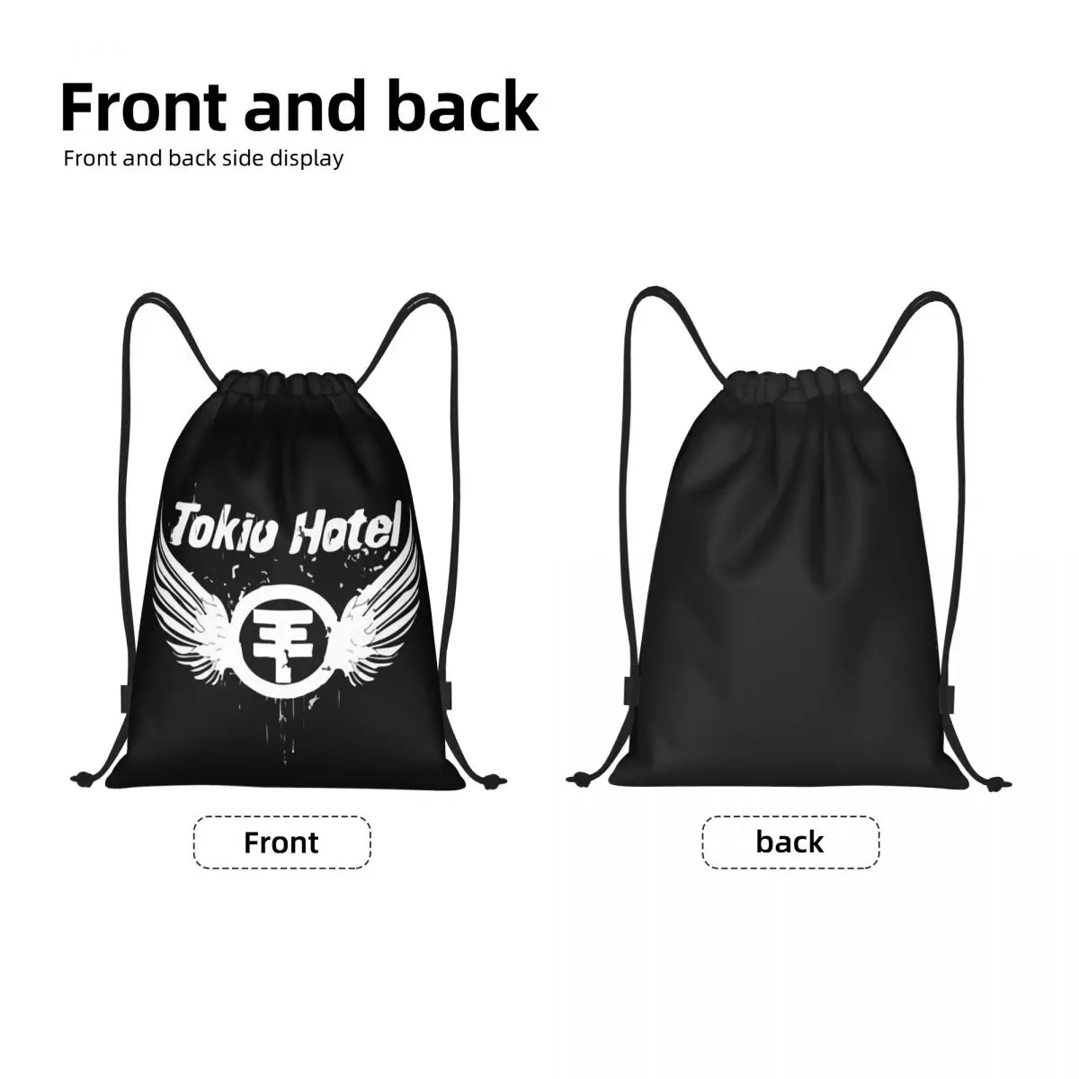 Custom Tokio Hotel German Rock Music Drawstring Backpack Bags Women Men Lightweight Gym Sports Sackpack Sacks for Shopping