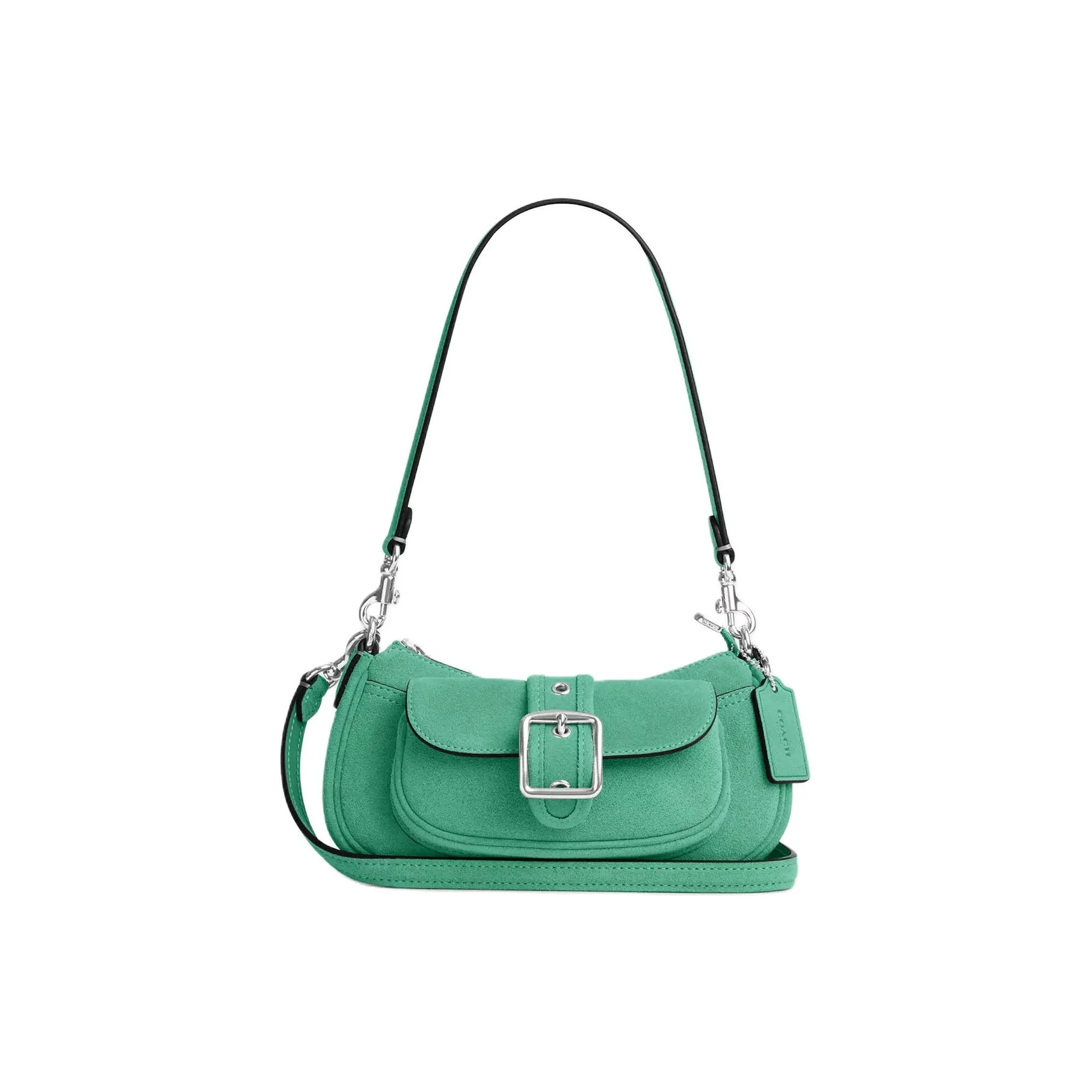 COACH Ashton Suede With Smooth Leather Shoulder Bag Small Women's Silver Mint CDB12-SVMI