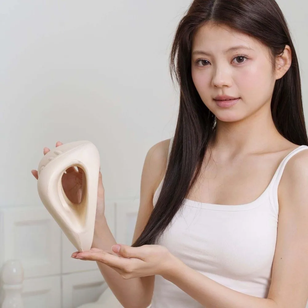 Ergonomic W-Curve Butterfly-Shaped Chiropractic Pillow High-Density Self-Skinning Foam Neck and Shoulder Relaxer