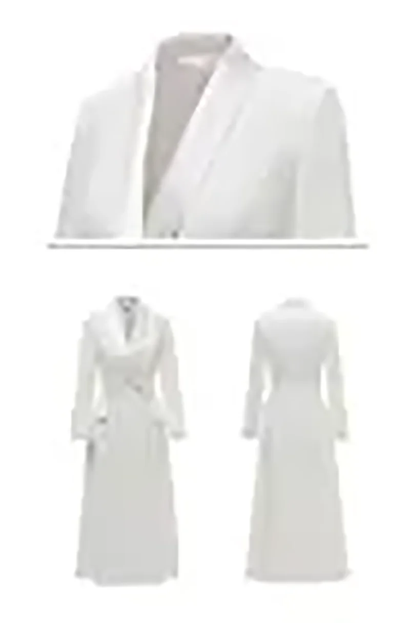 Chaqueta larga para mujer, Blazer de boda blanco roto, abrigo con doble sujetador, ropa Formal de fiesta, trajes personalizados