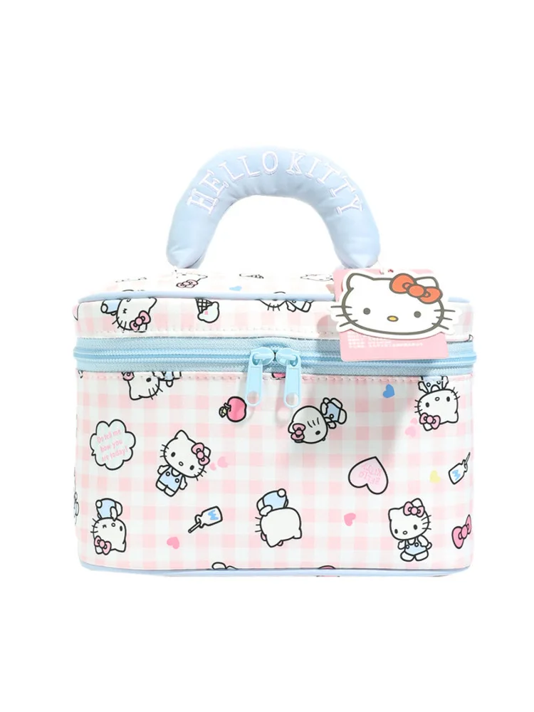 Sac à cosmétiques portable de grande capacité, dessin animé Hello Kitty, sac de rangement de toilette portable Kawaii, cadeau pour amis