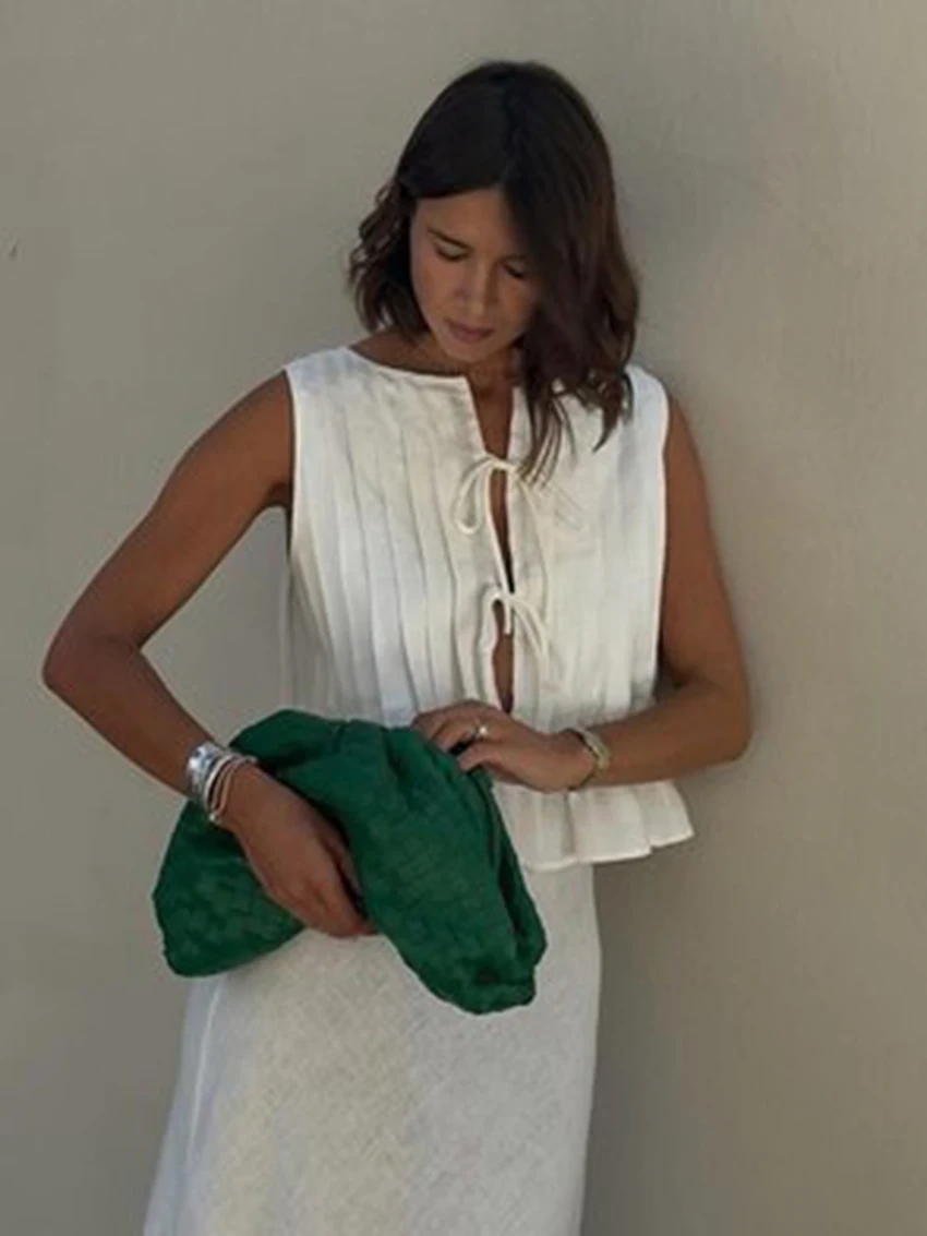 Marthaqiqi Cotton Ladies Sleepwear Set O-Neck Pajama Lace Up Nightwear Crop Top Nightgown Long Skirts Casual Female Nightie Suit