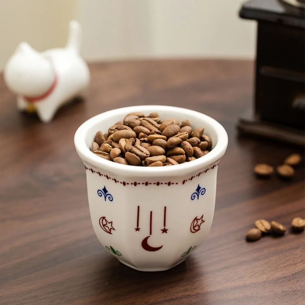 Star Moon Pattern Ceramic Coffee Cup Ethnic Style Art Flower Design Middle Eastern Cup Decorative 80/170/250ml Arabic Coffee Cup