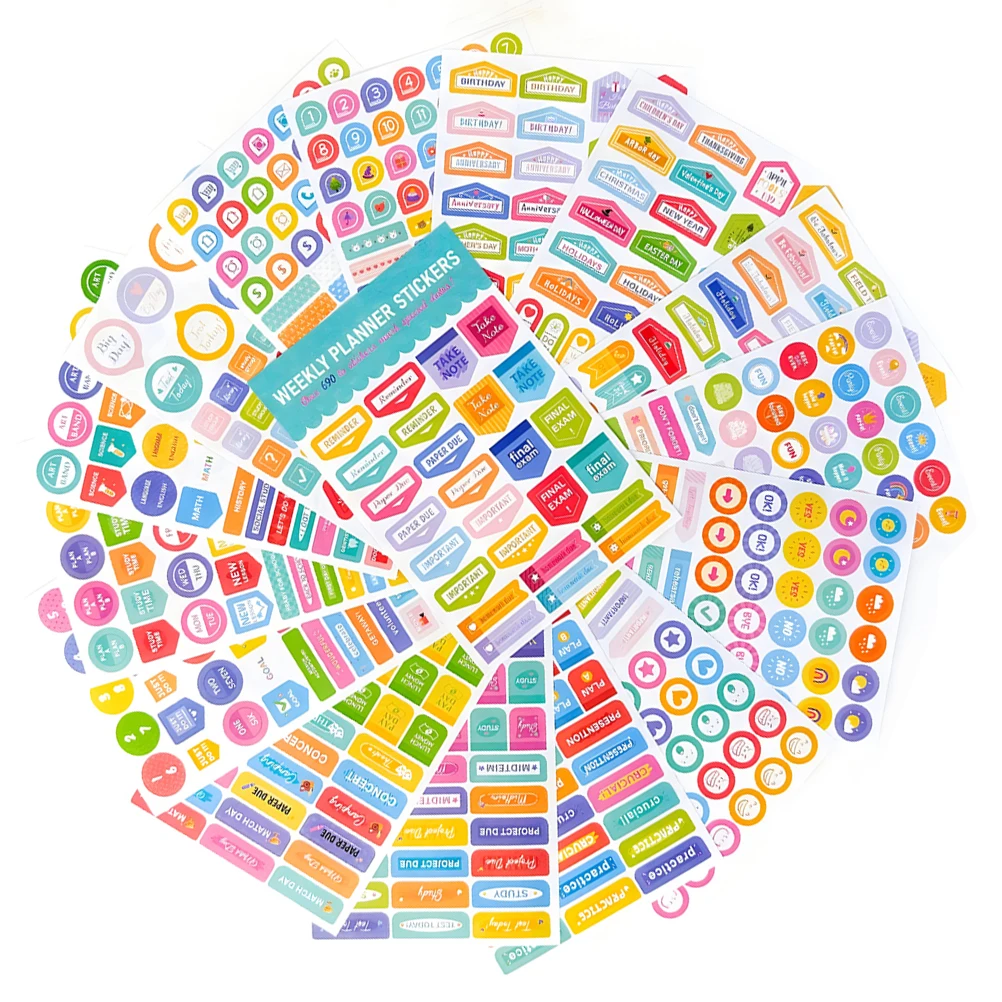 

16 Sheets Journal Planning Stickers Scrapbook Diy Planner Notebook Office