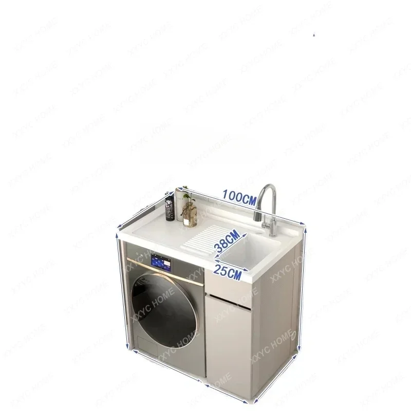 

Zf space aluminum balcony washing machine integrated cabinet with washboard drum washing machine cabinet