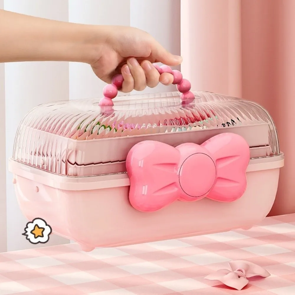 

3Layer Jewelry Hair Accessories Storage Box Practical Multifunctional Bowknot Rabbit Organizer Plastic Stackable