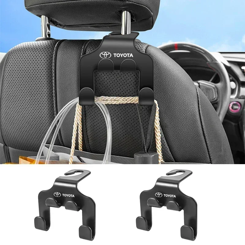 Ganchos de doble cabeza mejorados para asiento trasero de coche, soporte colgante, gancho Interior para Toyota Corolla Camry Rav4 Vios Yaris Reiz Proado, 2 piezas