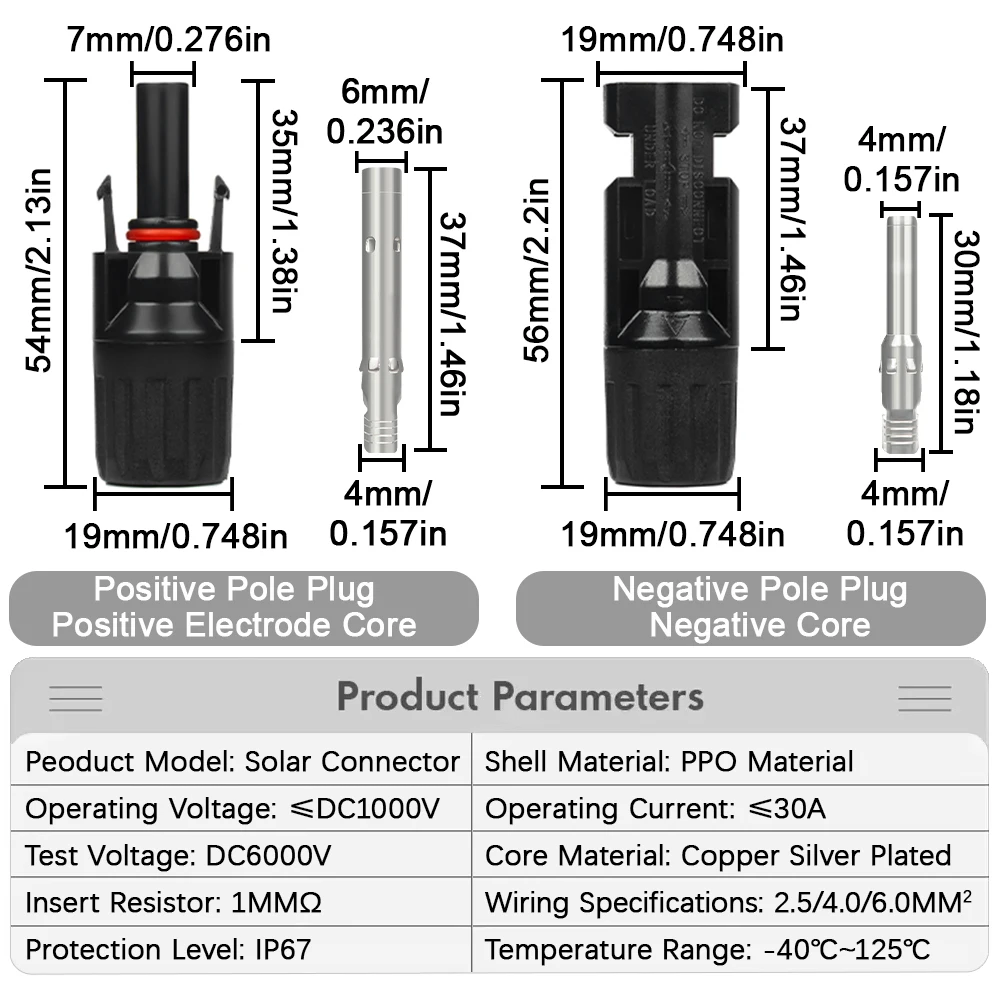 1/5Sets Solar Connectors DC 1000V 30A Panel Branch PV Photovoltaic Wire/Board Terminal Box Inverter IP67 Waterproof and Spanner