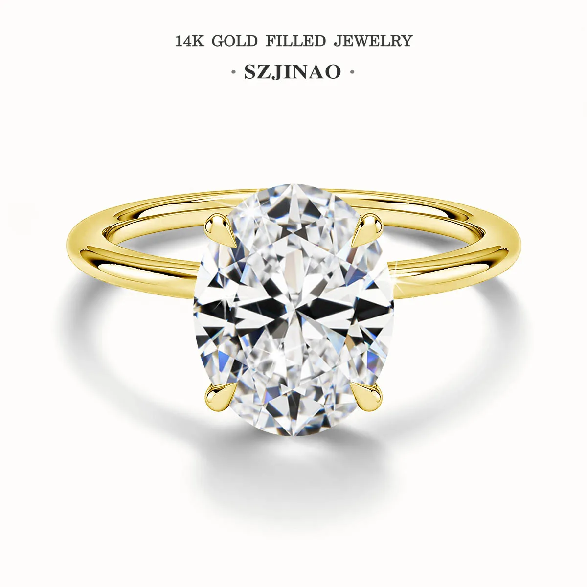 

Szjinao 3CT Oval Moissanite Ring Real 14K Gold Filled Solitaire Diamond Ring Brilliant Cut Minimalist Fine Jewelry for Women