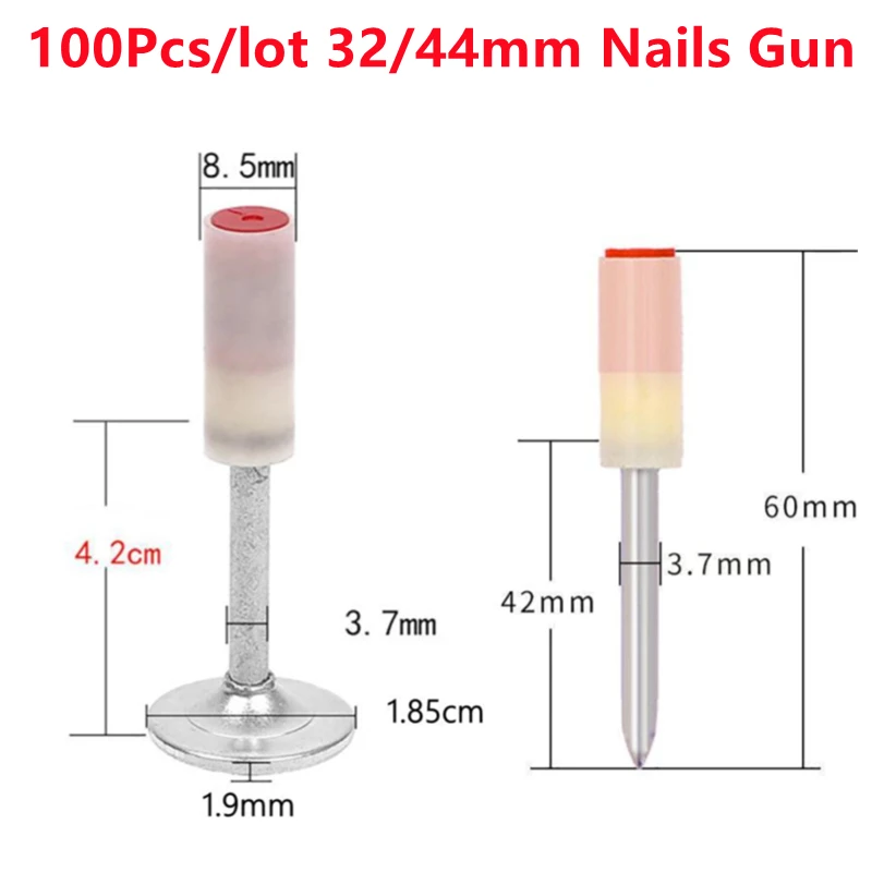 100Pcs Building Fire Nail Silencer Integral Round Steel Nail Install Accessories 32mm/42mm Steel Nail For Manual Steel Nails Gun