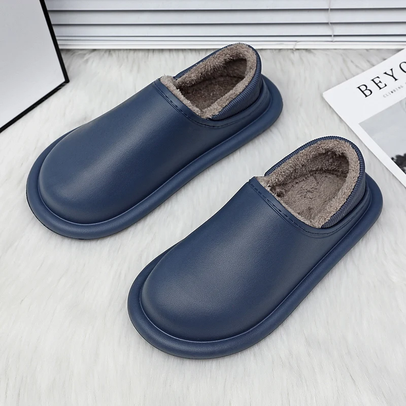 Eva Slippers For Home Man Plus Cotton Winter Keep Warm Slip-on Young Fashion Trendy All-match Waterproof Male Winter Casual Shoe