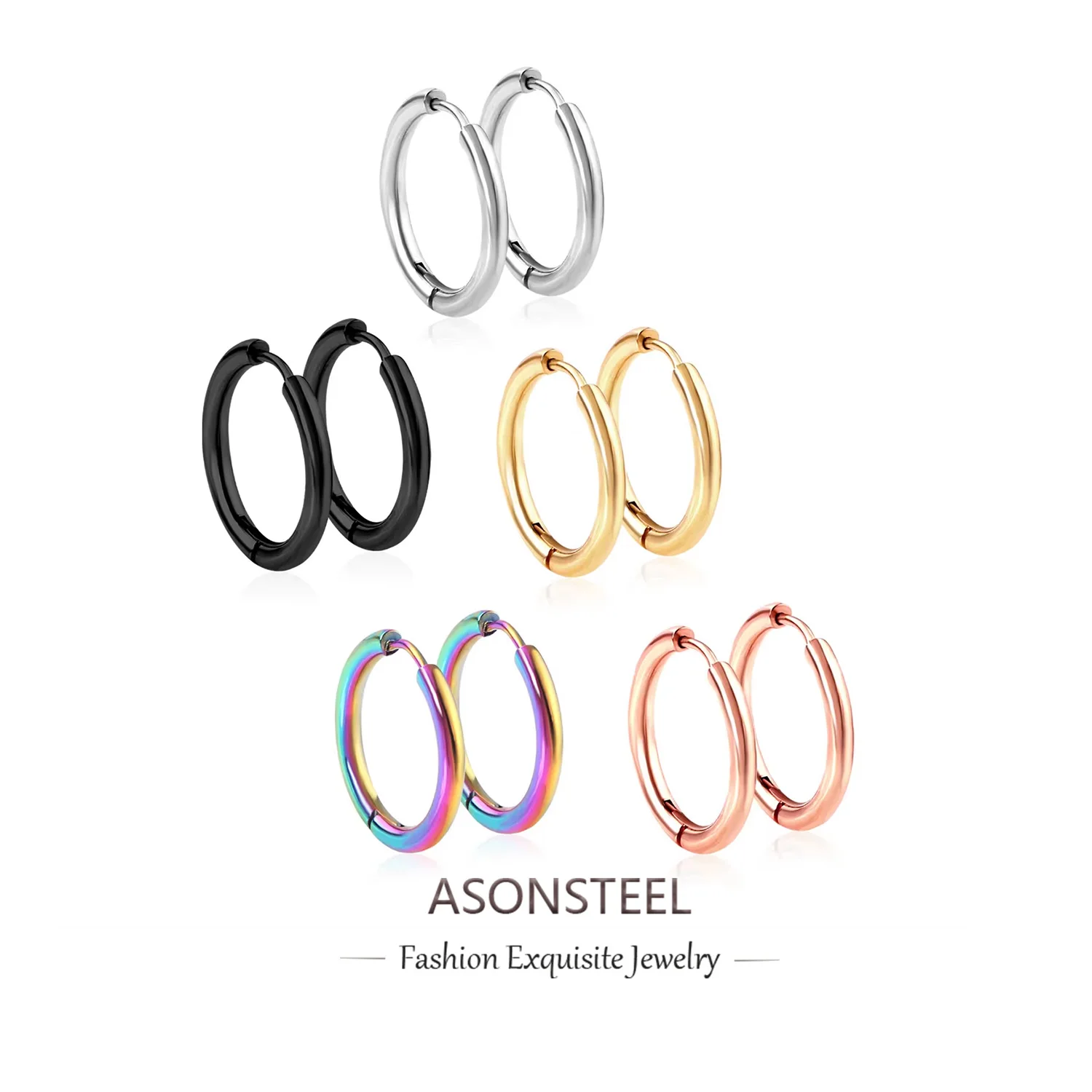 

ASONSTEEL 1 Pair Simple Hoop Earrings Temperament Stainless Steel Anti-allergy Jewelry Fashion Ear Decor Trendy Geometry Charm