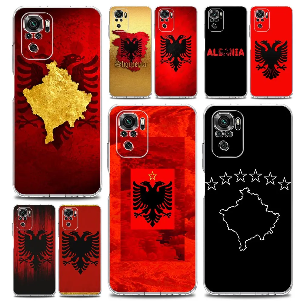 Phone Case For Xiaomi Redmi Note 13 12 5G 9S 9 8 10 11 Pro Plus 4G 9T 13C 12C10C 9C 9A 7 Clear Cover Albania flag