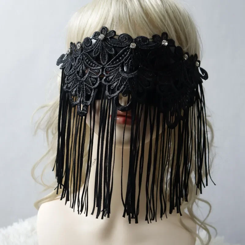 Female Full Face Tassel Singing Gothic Cladding Mask Adult Masquerade Party Mystery Halloween Mask Cover