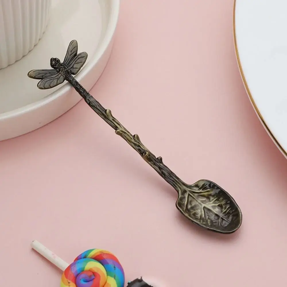 

Cutlery Twig Design Dragonfly Coffee Spoon Zinc Alloy Vintage Dessert Spoon Smooth Edges Teaspoon Afternoon Tea