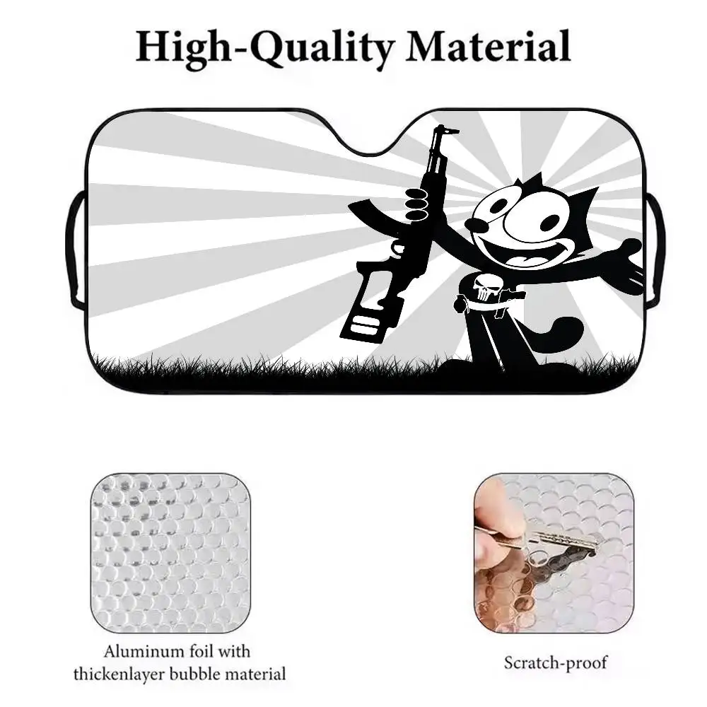 Pare-soleil de voiture f-felix, dessin animé drôle, mignon c-cat, Protection Anti-UV, pare-soleil avant pour l'intérieur du véhicule