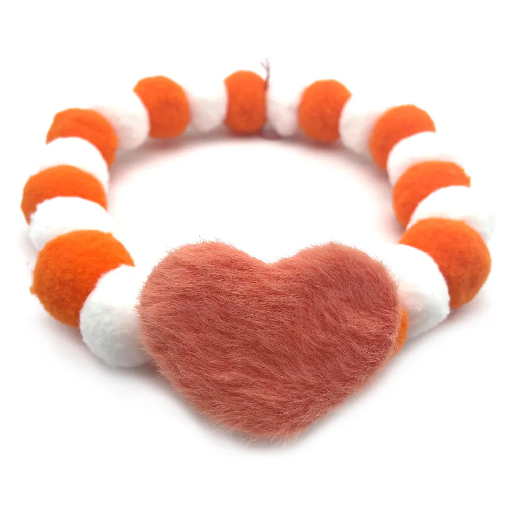 12pcs Valentine\'s Day Style Pet Dog cat Hair Ball Necklace Heart Shape Pet Dog Cat Bowties Neckties Dog Grooming Accessories
