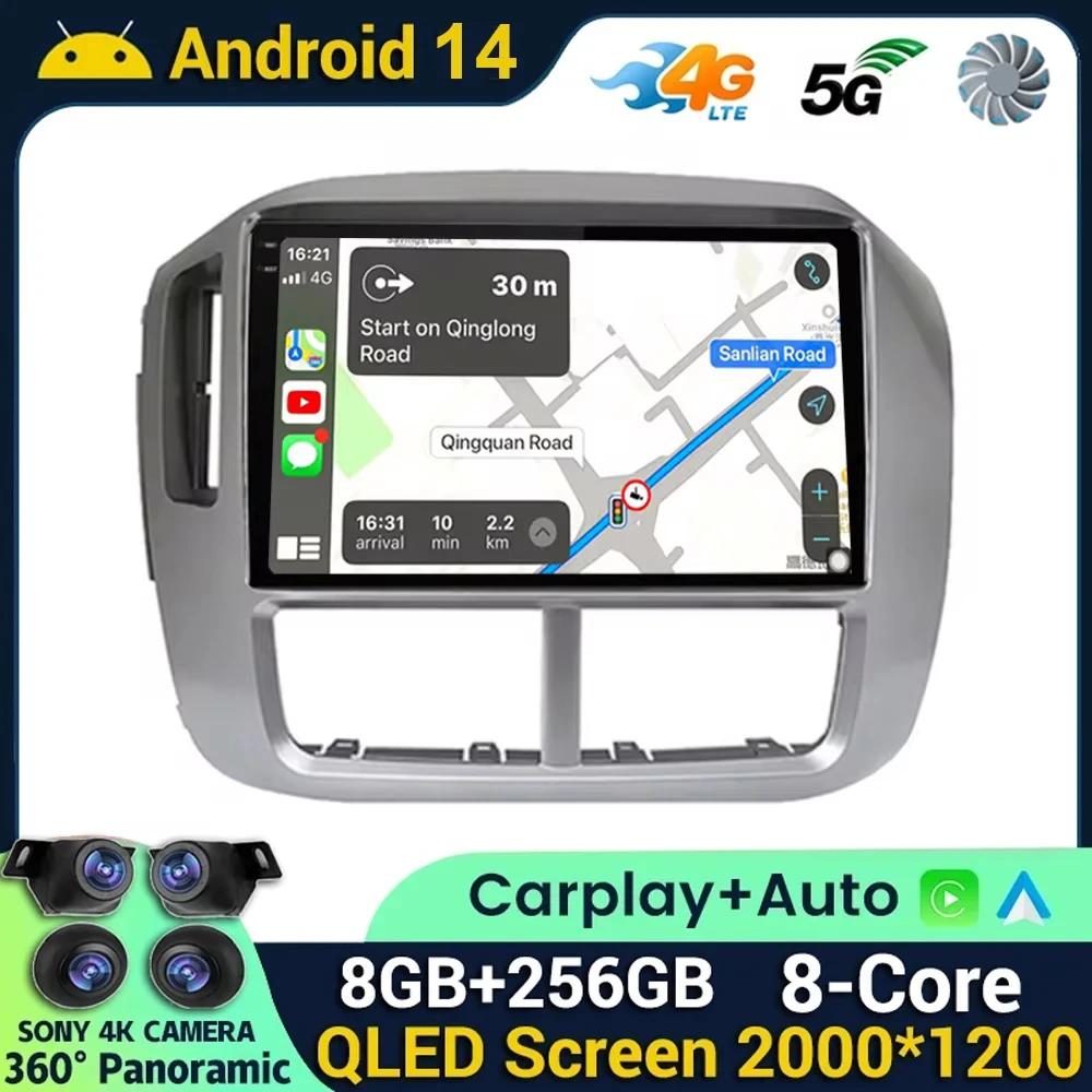 Android 14 Carplay Auto Car Radio For Honda Pilot 2006 2007 2008 Multimedia GPS Navigation USB Player Stereo WIFI+4G 360 Camera