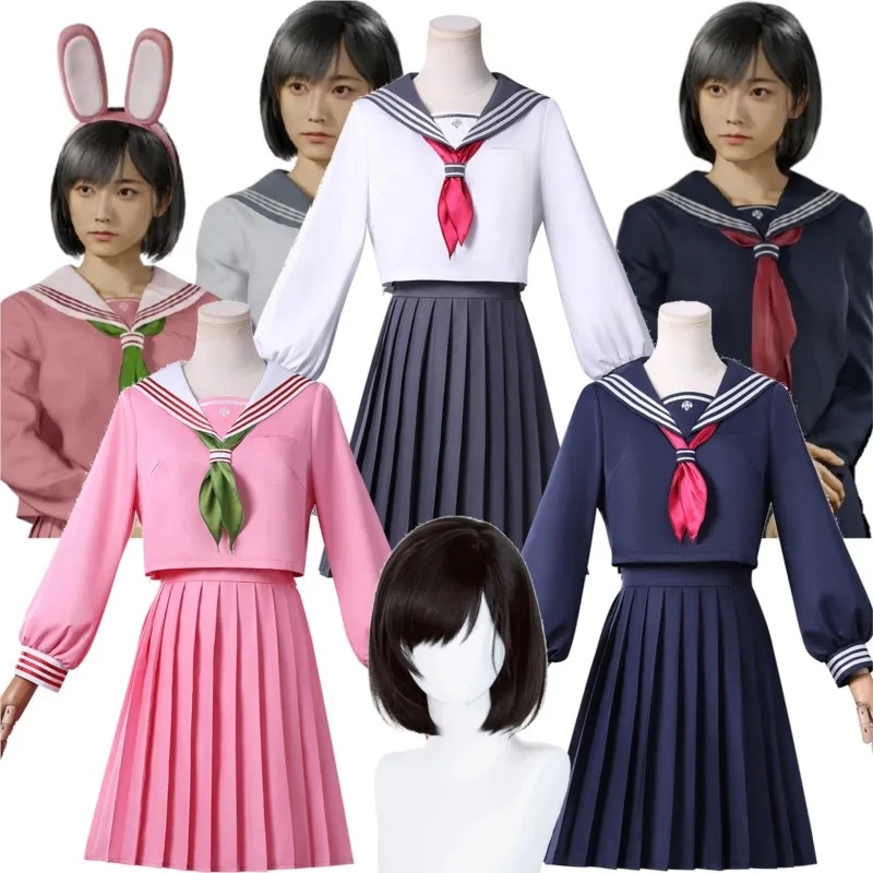 

Shimizu Hinako Horro Silent F Game Одежда для косплея Японская школьная форма JK 3-цветное платье Парик Опора Хэллоуин Карнавальный наряд