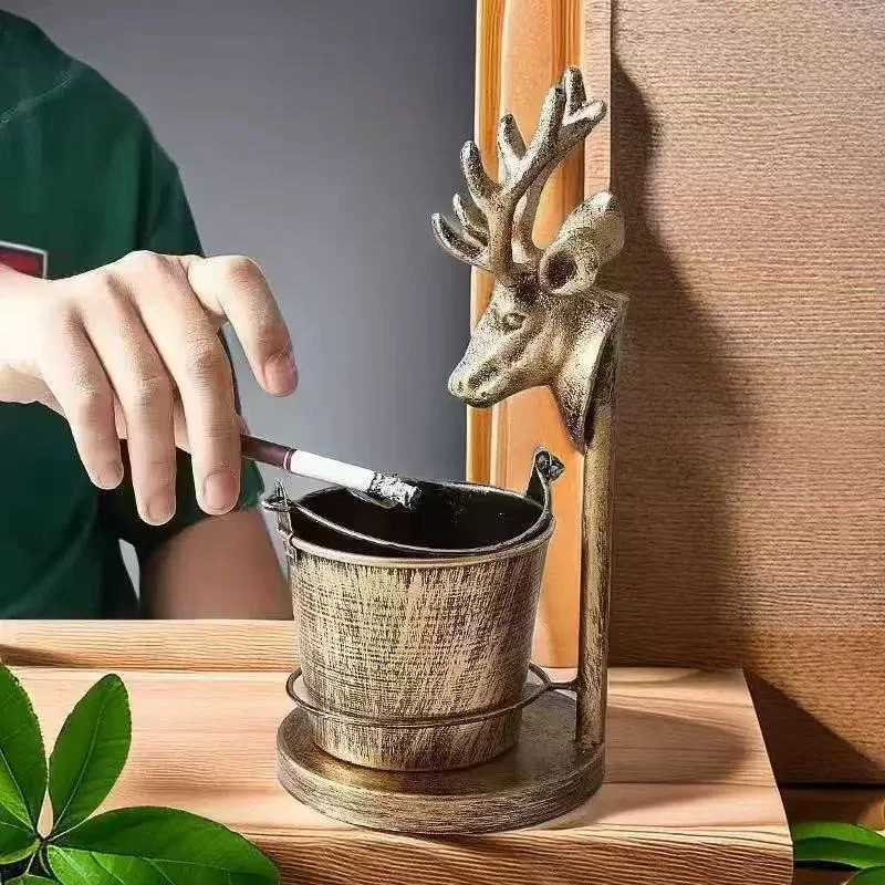 Vintage Creative Ashtray Ornament Iron Craft Household Living Room Tea Table Office European Style Drop Resistant Ash Holder