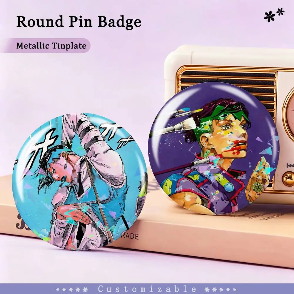 So cool R-Rohan Kishibe Badges Creative Tinplate Round Button PinsBrooch Badge Clothes Backpack Custom