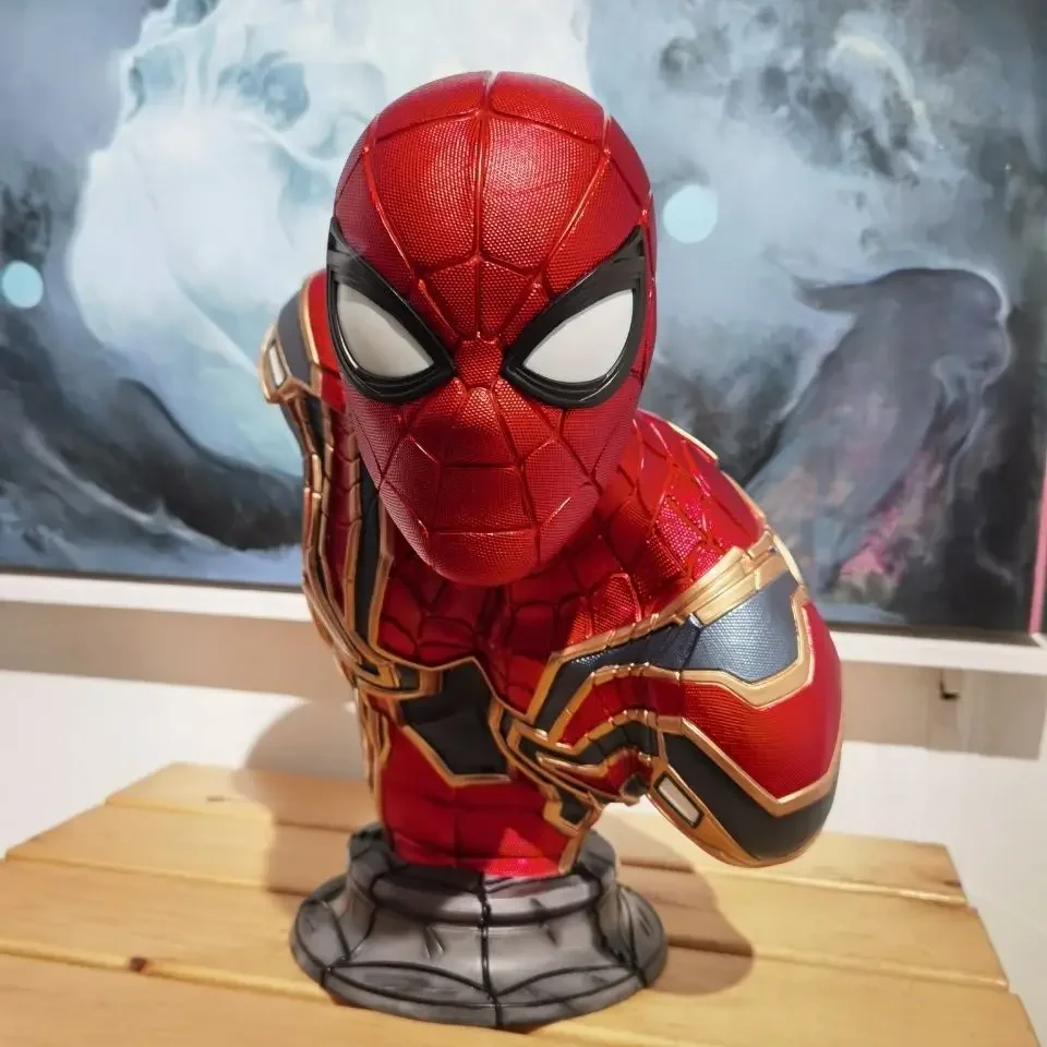 38cm Marvel Lron Armor Spider Man Figure Hero Expedition Movie Spider Man Bust Figurine Gk Model Statue Decor Boys Kid Gift