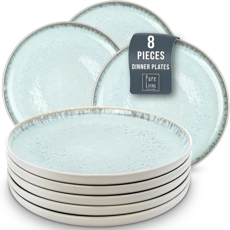 Stoneware Dinner Plates Set of 8, Modern Style Stoneware , 10.2