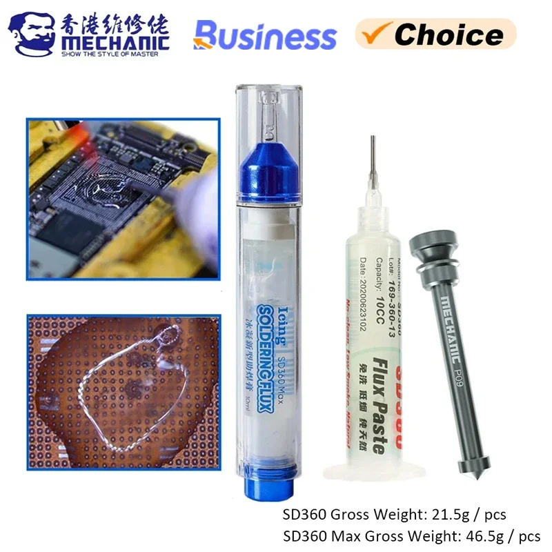 MECHANIC Icing SD360 Max 10cc No-Clean Transparent Solder Paste Welding Advanced Oil Flux for PCB SMD BGA SMT Soldering Repair