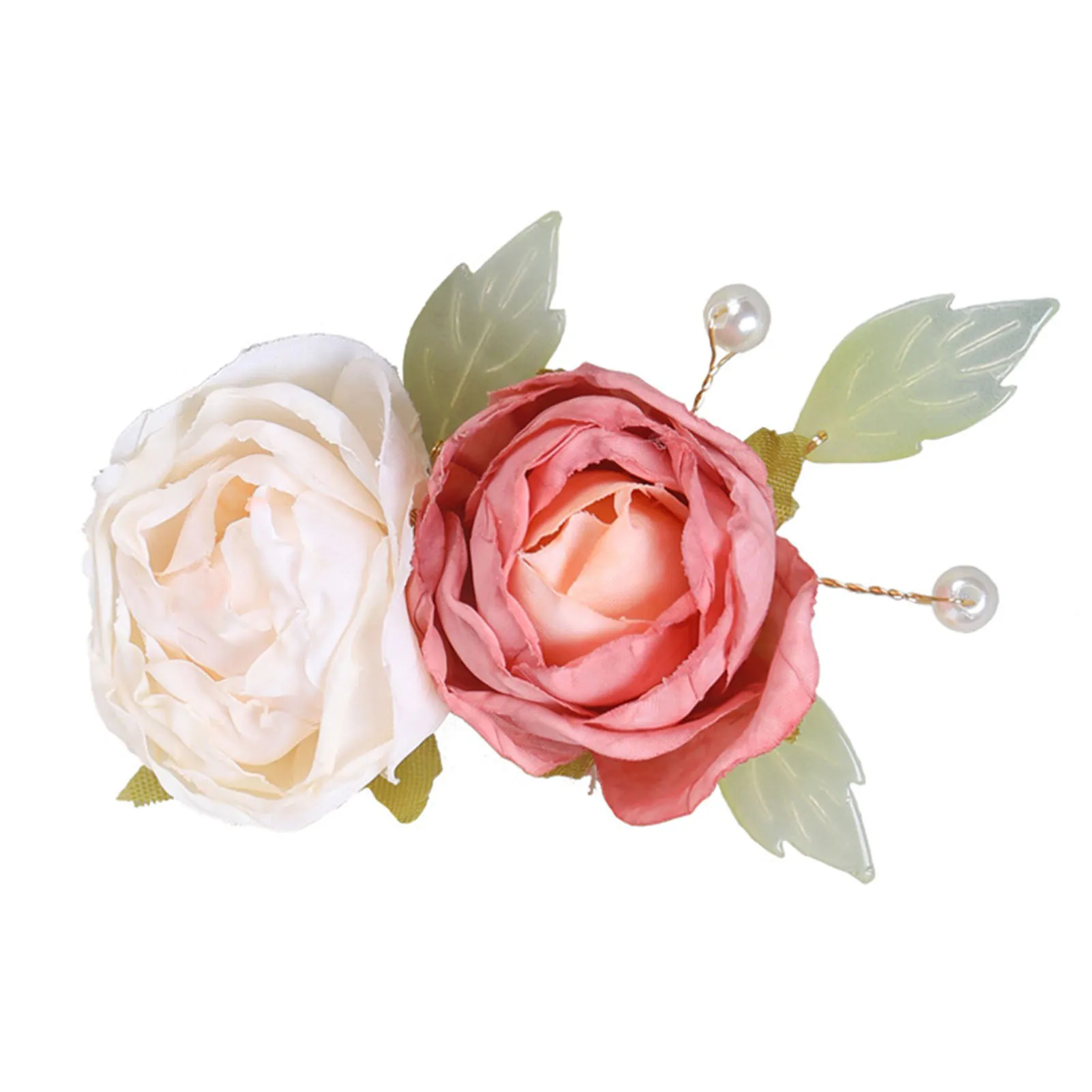 Silk Flower Vintage Side Hair Clip Handmade Forehead Hairpins Non-slip Clip for Women Girls and Hairdressing Salon