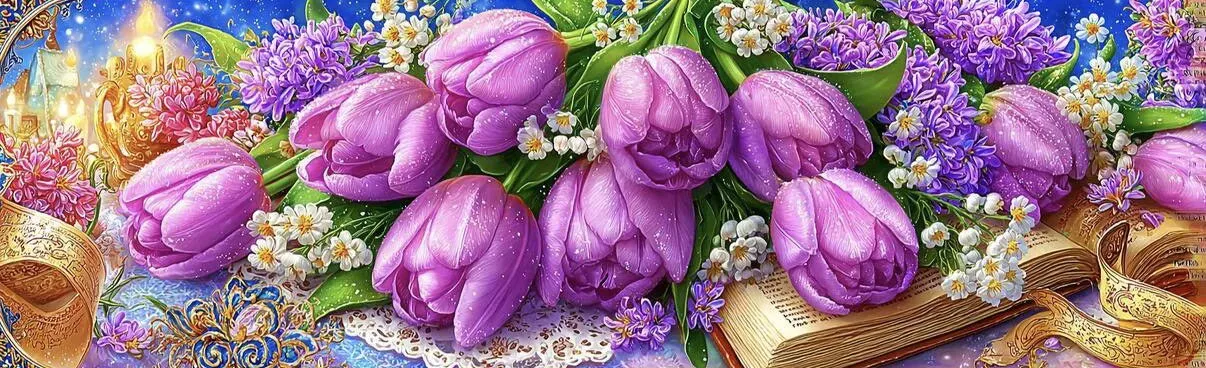 

9CT 11CT 14CT Tulip Pre-Printed Cross Stitch DIY Embroidery Set Handicraft Floss Needle Crafts